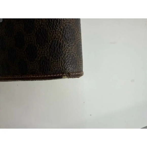 Celine Vintage Printed Long Wallet Leather Snap Closure Dark Brown Womens - Picture 3 of 5